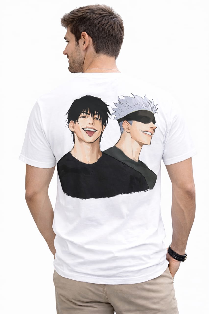 Alpherse Anime Duo Back Print T-Shirt – Cotton White Edition