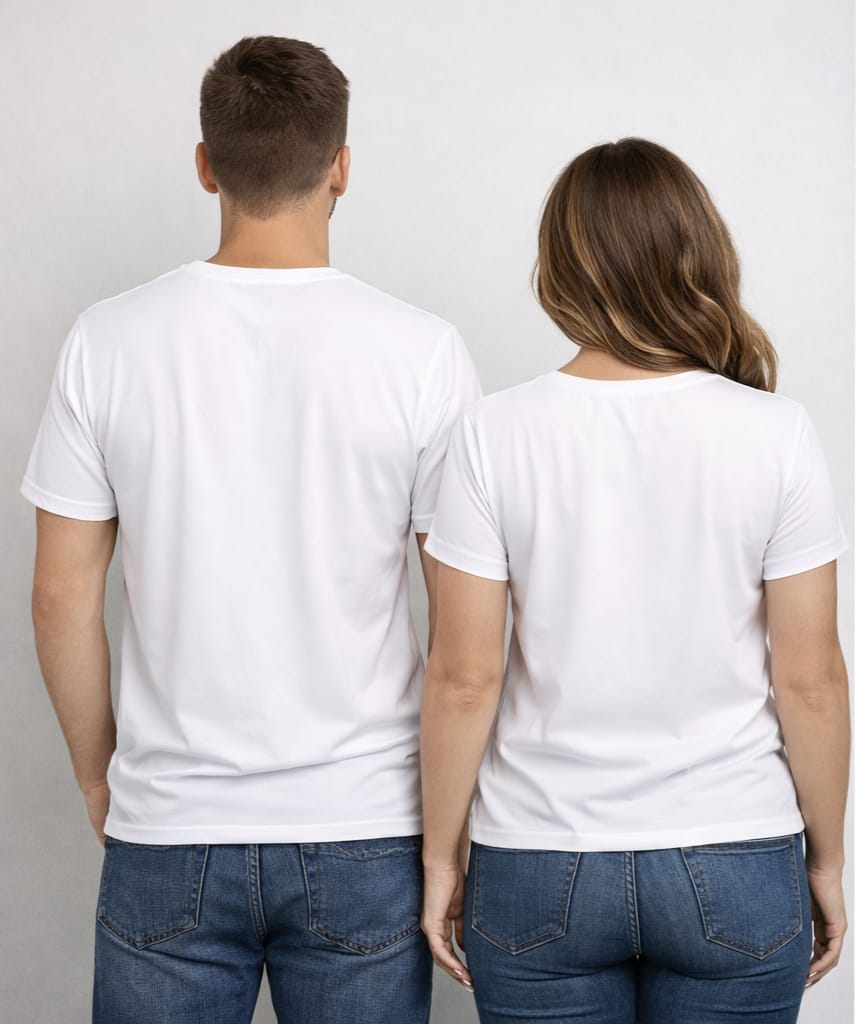👑 Acting Boss & The Real Boss – Couple T-Shirt Set (White Polyester)