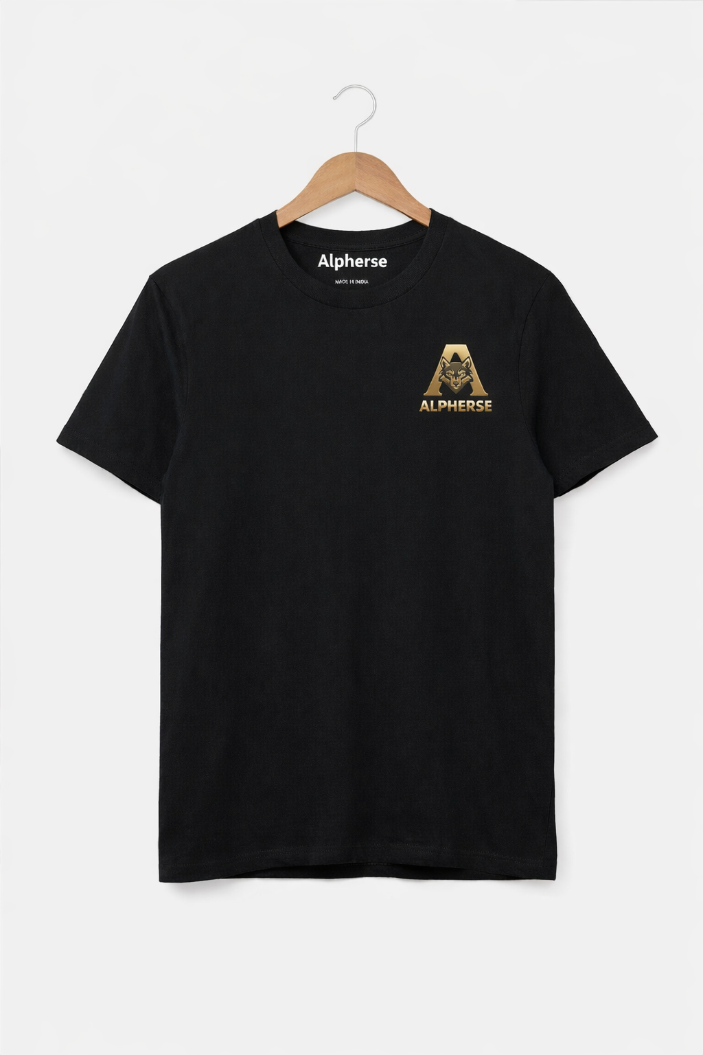 Black Minimal Branded Cotton Tshirt