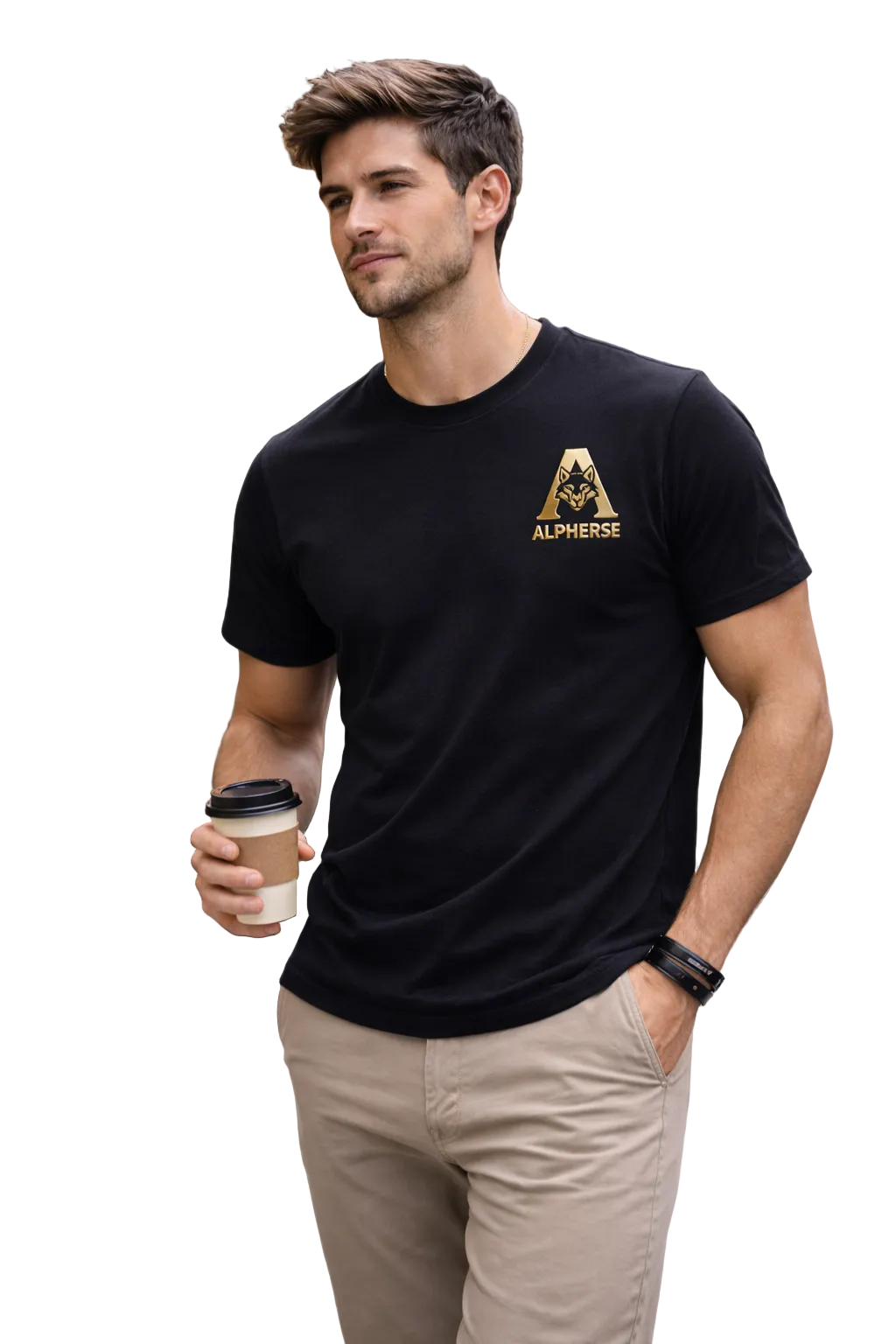 Black Minimal Branded Cotton Tshirt