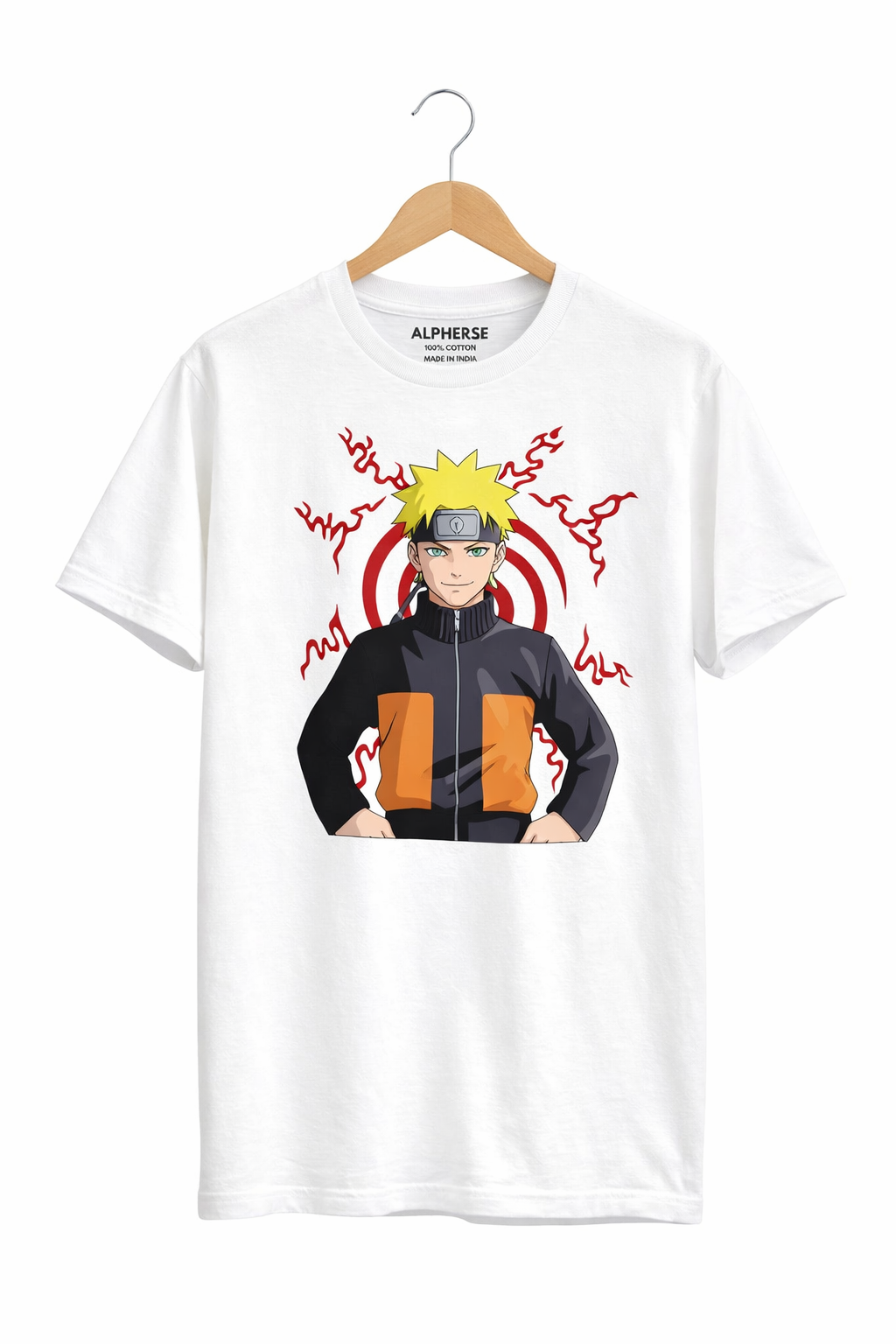 Alpherse Anime Ninja Graphic White T-Shirt – 100% Cotton Streetwear