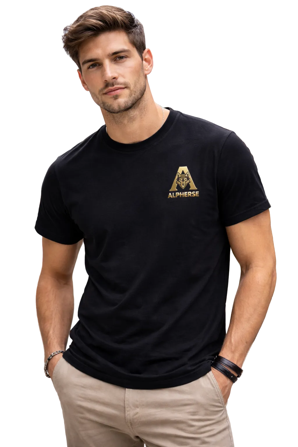 Black Minimal Branded Cotton Tshirt