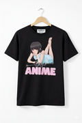 Love Anime Girl Black T-Shirt – Cute Otaku Streetwear Edition