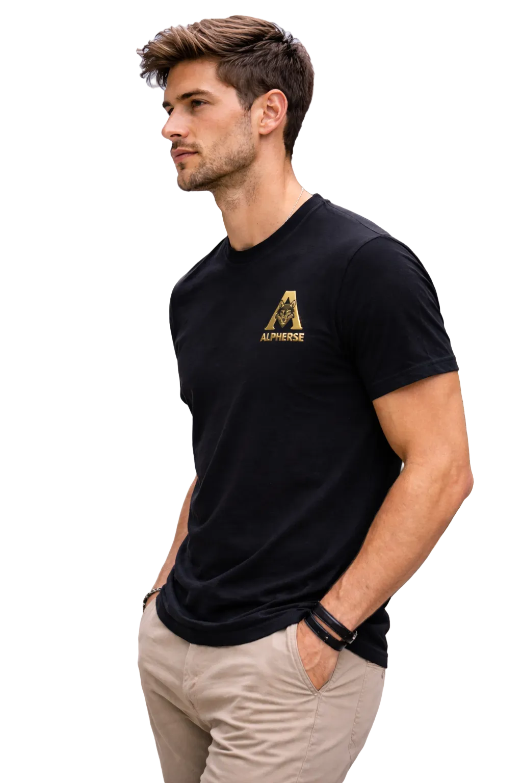 Black Minimal Branded Cotton Tshirt