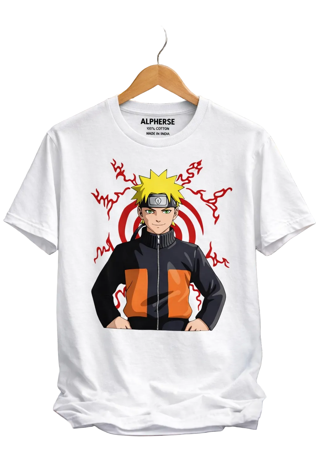Alpherse Anime Ninja Graphic White T-Shirt – 100% Cotton Streetwear